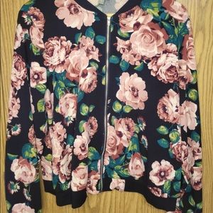 LoveSick light weight bomber style flowered jacket. Size 0.